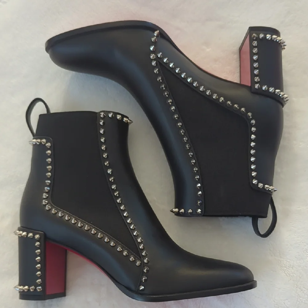 Christian Louboutin Black Studded Ankle Boots - Picture 1 of 4
